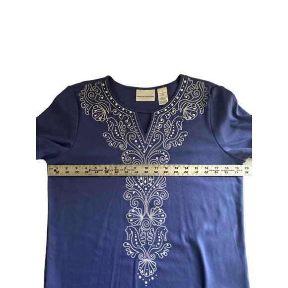 Alfred Dunner Womens Lavender Embroidered Top Short Sleeve Keyhole Chest, Small - Picture 6 of 8
